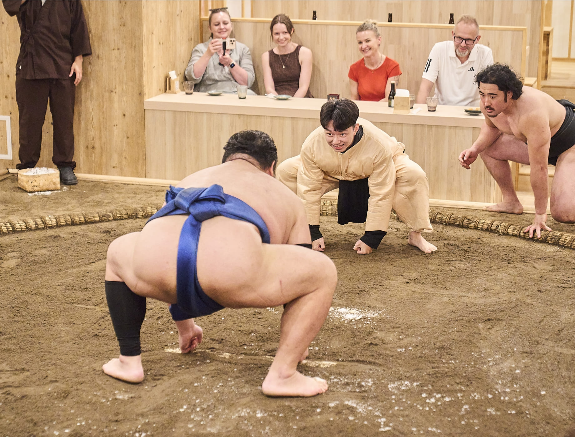 Sumo wrestler in a shikiri stance