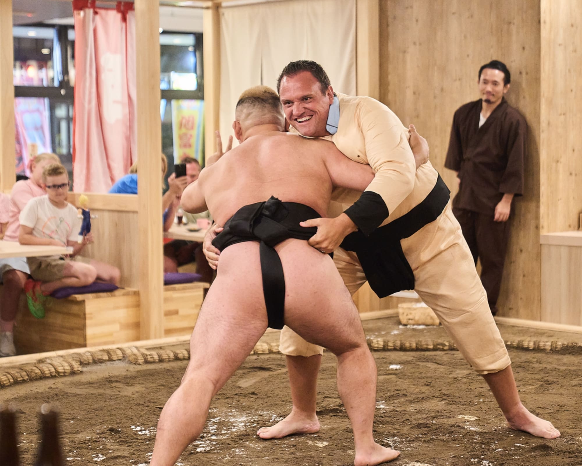 Sumo wrestler in a shikiri stance